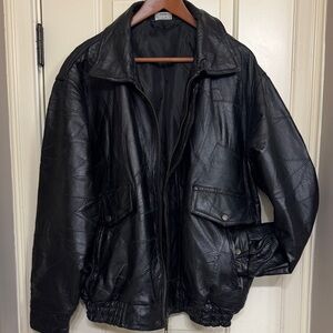 Vintage 90s Genuine Leather Bomber Jacket | Utility Style | Men’s Medium
